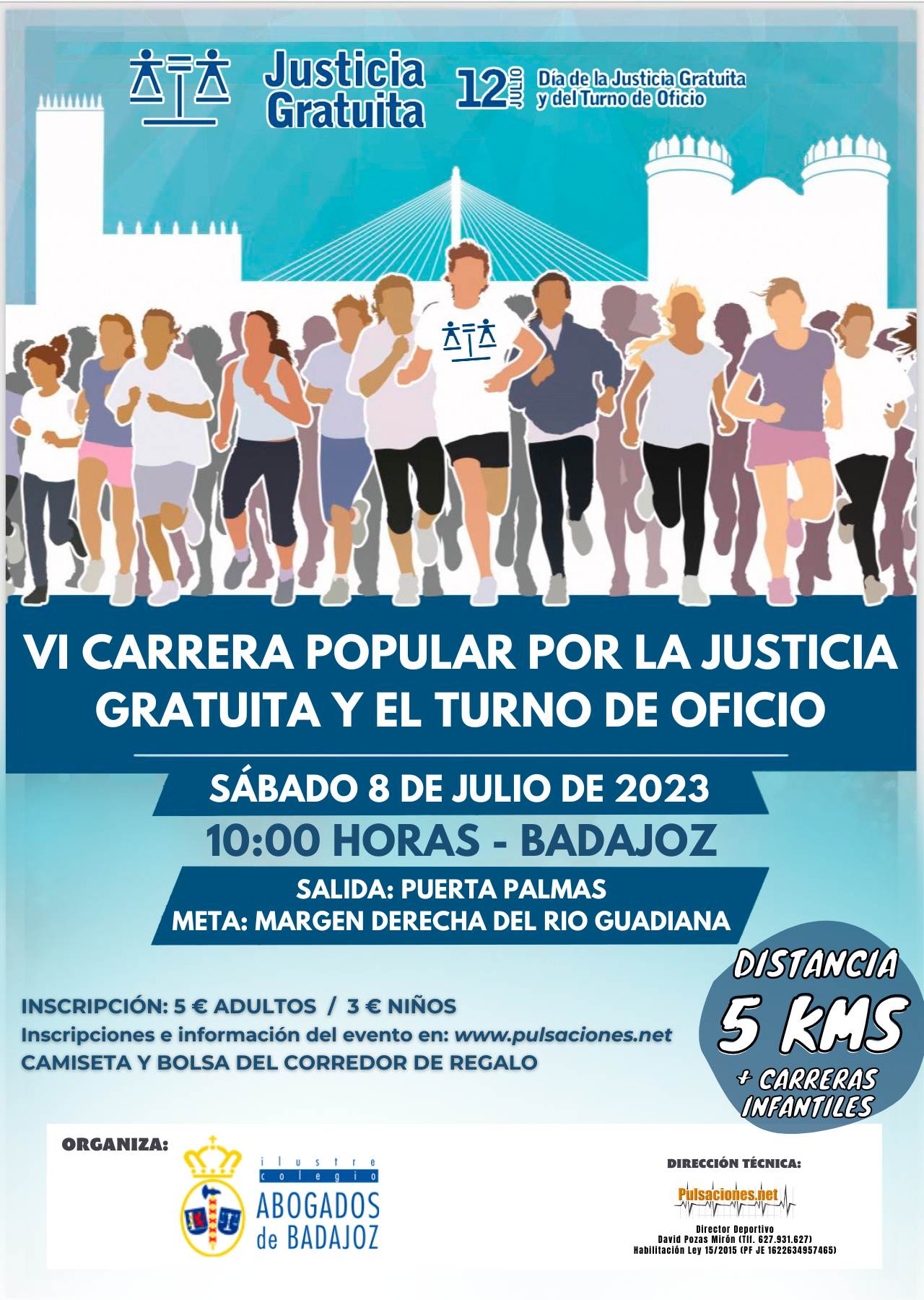 VI CARRERA POPULAR POR LA JUSTICIA GRATUITA Y EL TURNO DE OFICIO - BADAJOZ 2023 - Inscriu-te