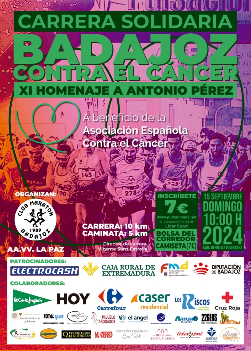 CARRERA SOLIDARIA “BADAJOZ CONTRA EL CÁNCER” – XI HOMENAJE A ANTONIO PÉREZ 2024 - Inscríbete