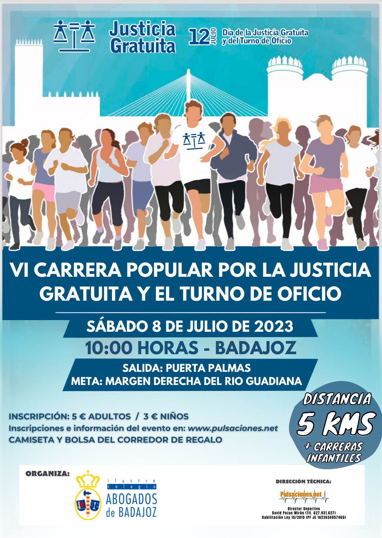 VI CARRERA POPULAR POR LA JUSTICIA GRATUITA Y EL TURNO DE OFICIO - BADAJOZ 2023 - Inscríbete
