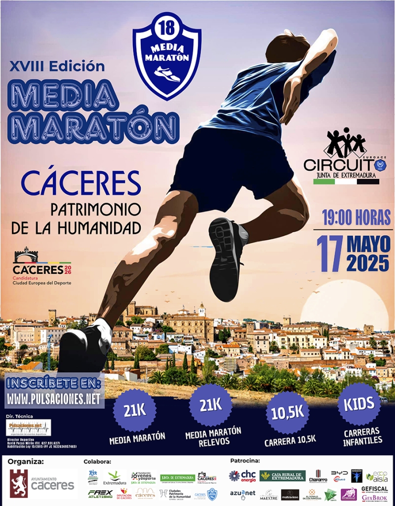 XVIII MEDIA MARATÓN “CÁCERES PATRIMONIO DE LA HUMANIDAD” 2025 - Inscriu-te XVIII MEDIA MARATÓN “CÁCERES PATRIMONIO DE LA HUMANIDAD” 2025 - Inscriu-te